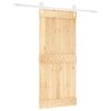 vidaXL Schiebet&uuml;r Nat&uuml;rlich und Wei&szlig; 90 x 210 cm Massivkiefer