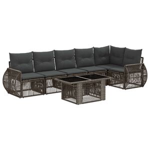 vidaXL Gartensofa-set 7 stk. Grau und Dunkelgrau Poly-Rattan