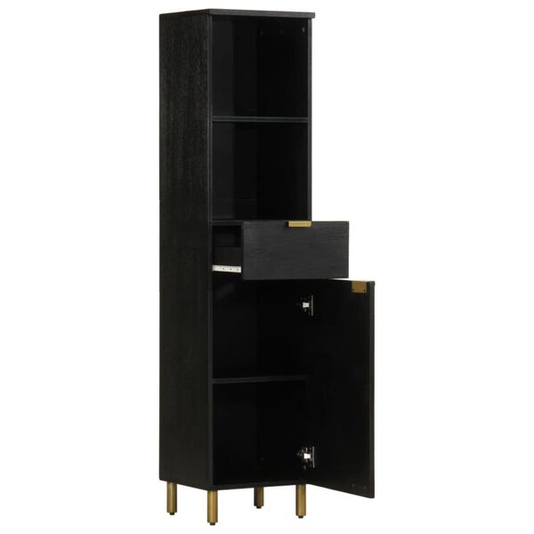 vidaXL Badschrank Schwarz 38x33x160 cm Massivholz Mango