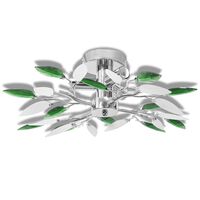 vidaXL Deckenleuchte Weiße & Grüne Acrylglas-Blätter 3 × E14-Lampen