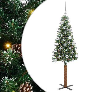vidaXL Schlanker Weihnachtsbaum mit 150 LEDs mit St&auml;nder Gr&uuml;n 150 cm