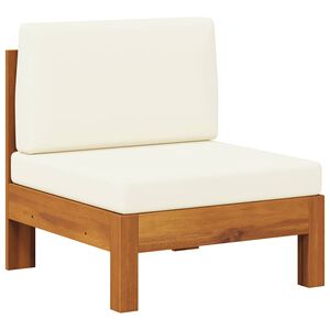 vidaXL Mittelsofa mit Cremewei&szlig;en Kissen Massivholz Akazie