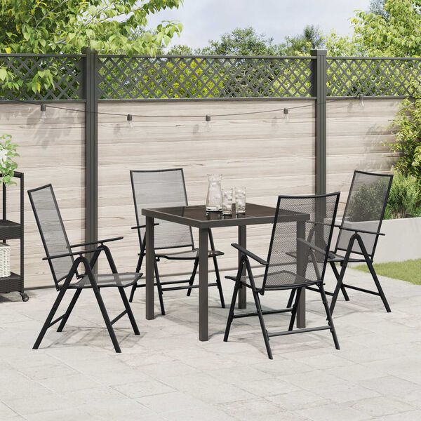 vidaXL Garten Essgruppe 5 pcs Anthrazit Pulverbeschichteter Stahl