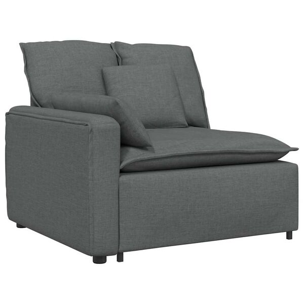 vidaXL Modulares Sofa mit Kissen Stoff Dunkelgrau