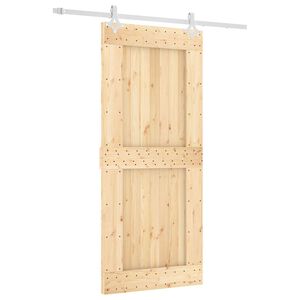 vidaXL Schiebet&uuml;r Nat&uuml;rlich und Wei&szlig; 90 x 210 cm Massivkiefer