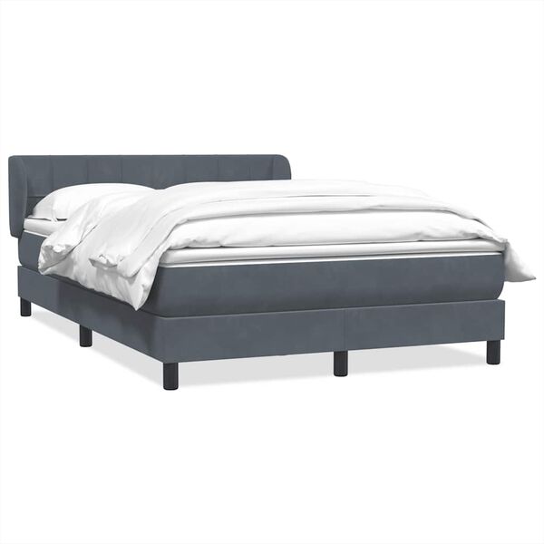 vidaXL Boxspringbett mit Matratze Dunkelgrau 160x210 cm Samt