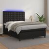 vidaXL Boxspringbett mit Matratze & LED Schwarz 140x200 cm Kunstleder