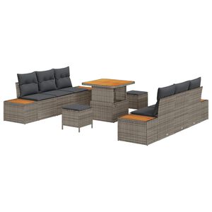 vidaXL Gartensofa-set mit Kissen 9 pcs Grau