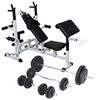 vidaXL Hantelbank mit Ablage, Langhantel und Kurzhantel-Set 90 kg