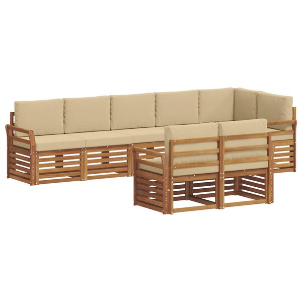 vidaXL Sofagarnituren 8 pcs Natur und Beige Massivholz Akazie