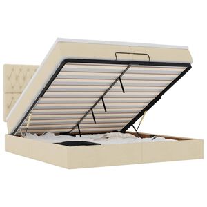 vidaXL Ottoman-Bett mit Matratzen & LEDs Creme 200x200 cm Stoff