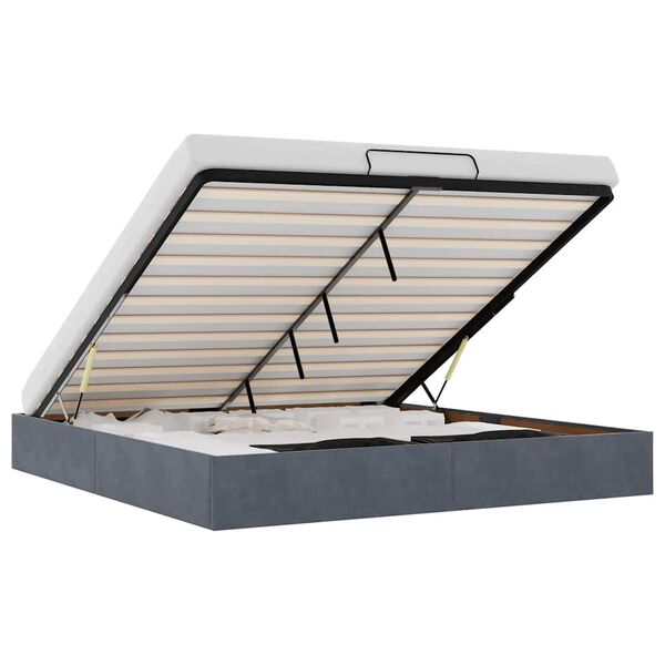 vidaXL Ottoman-Bett ohne Matratze Dunkelgrau 180x200 cm Samt