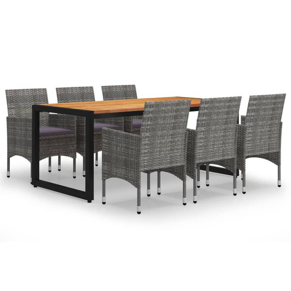 vidaXL 7-tlg. Garten-Essgruppe Grau