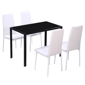 vidaXL Essgruppe Tisch St&uuml;hle 5-tlg. Kunstleder Schwarz und Wei&szlig;