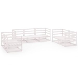 vidaXL 7-tlg. Garten-Lounge-Set Wei&szlig; Massivholz Kiefer