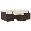 vidaXL 7-tlg. Garten-Sofagarnitur mit Kissen Braun Poly Rattan