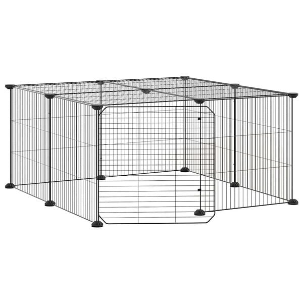 vidaXL 12-tlg. Haustierk&auml;fig mit T&uuml;r Schwarz 35x35 cm Stahl