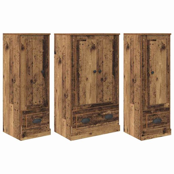 vidaXL Highboard mit Schubladen 3 pcs Altholz Holzwerkstoff