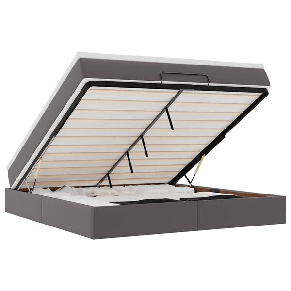 vidaXL Ottoman-Bett mit Matratze Grau 160x200 cm Kunstleder