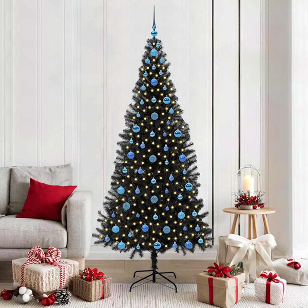 vidaXL Weihnachtsbaum mit 300 LEDs mit St&auml;nder Schwarz 210 cm PVC