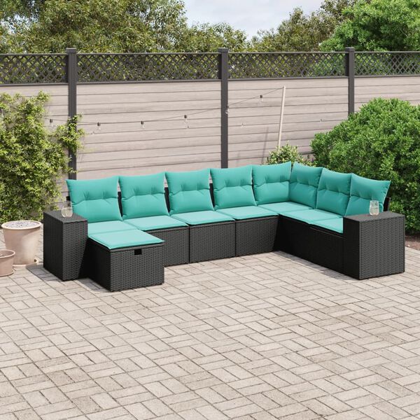 vidaXL 8-tlg. Garten-Sofagarnitur mit Kissen Braun Poly Rattan
