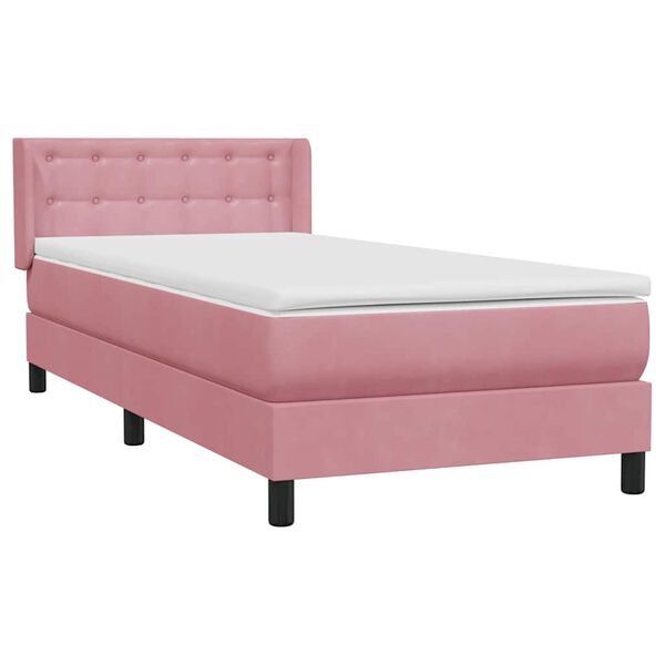vidaXL Boxspringbett mit Matratze Rosa 80x210 cm Samt