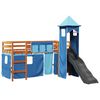 vidaXL Kinderhochbett mit Turm Blau 80x200 cm Massivholz Kiefer
