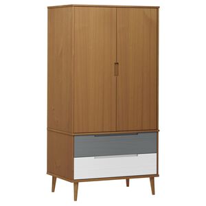 vidaXL Kleiderschrank MOLDE Braun 90x55x175 cm Massivholz Kiefer