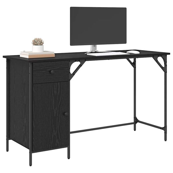 vidaXL Computertisch Schwarz Eichen-Optik 131 x 48 x 75 cm