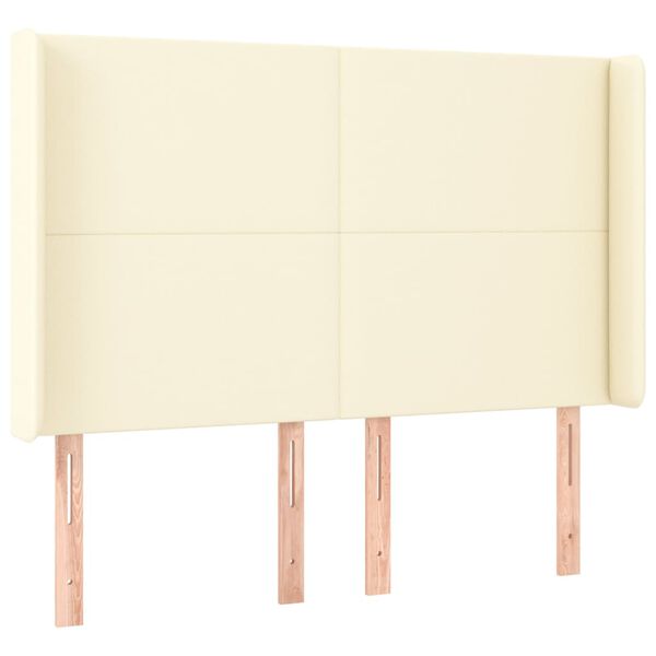 vidaXL Kopfteil mit Ohren Creme 147x16x118/128 cm Kunstleder