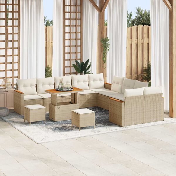 vidaXL Gartensofa-set 13 pcs Beige Poly-Rattan