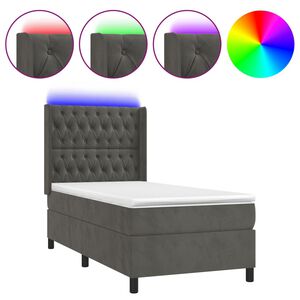 vidaXL Boxspringbett mit Matratze & LED Dunkelgrau 80x200 cm Samt
