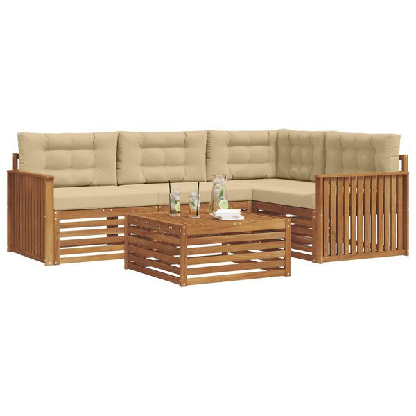 vidaXL Outdoor-Sofagarnitur mit Kissen 5 pcs Natur und Beige