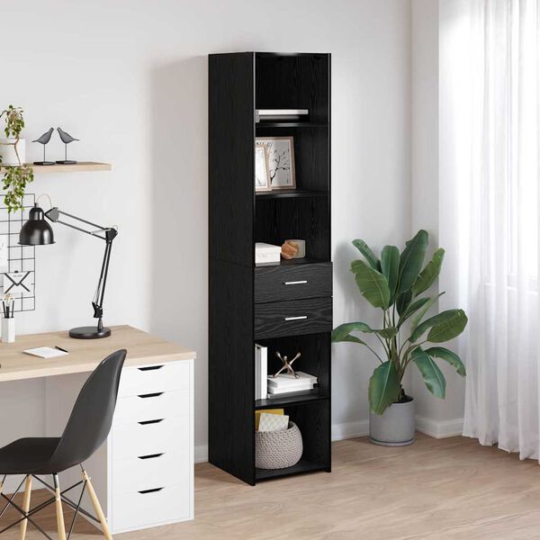 vidaXL Highboard Schwarz Eichen-Optik 40 x 42,5 x 185 cm Holzwerkstoff