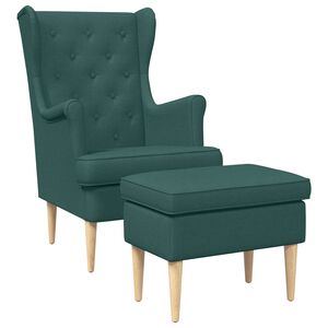 vidaXL Sessel mit Fu&szlig;hocker 2 stk. Dunkelgr&uuml;n Stoff