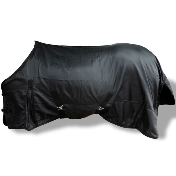 vidaXL Fleecedecke Pferdedecke doppelschichtig 145 cm Schwarz