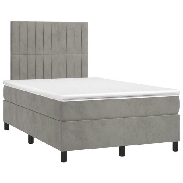vidaXL Boxspringbett mit Matratze Hellgrau 120x190 cm Samt