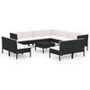 vidaXL 12-tlg. Garten-Lounge-Set mit Auflagen Poly Rattan Schwarz
