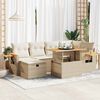 vidaXL 8-tlg. Garten-Sofagarnitur mit Kissen Beige Poly Rattan