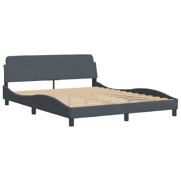 vidaXL Bett mit Matratze "Dover" Dunkelgrau 160x200 cm Samt