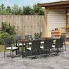 vidaXL Garten Essgruppe mit Kissen 9 pcs Schwarz Poly-Rattan