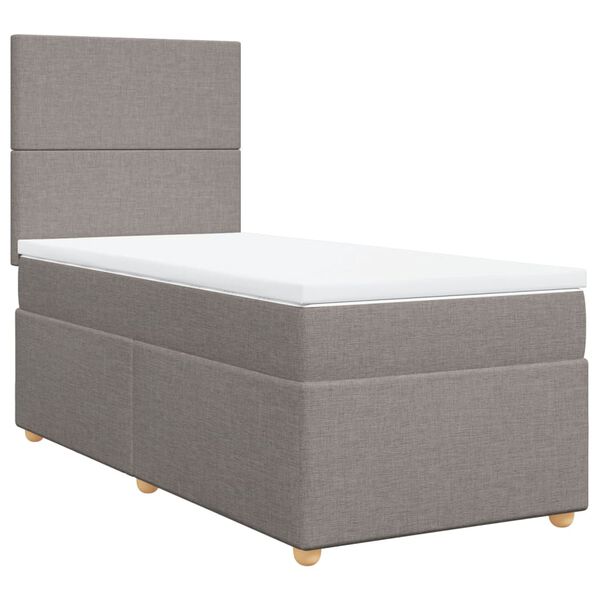 vidaXL Boxspringbett mit Matratze Taupe 90x190 cm Stoff