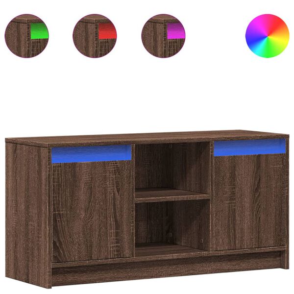vidaXL TV-Schrank mit LED-Beleuchtung Braun Eichen-Optik 100x34x50 cm