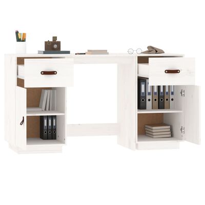 vidaXL Schreibtisch mit Schränken Weiß 135x50x75 cm Massivholz Kiefer