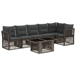 vidaXL Gartensofa-set 7 stk. Grau Poly-Rattan