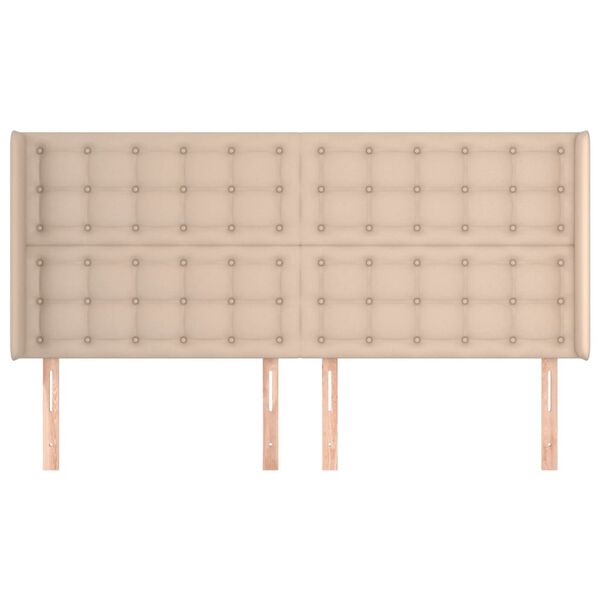 vidaXL Kopfteil mit Ohren Cappuccino-Braun 163x16x118/128cm Kunstleder
