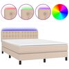 vidaXL Boxspringbett mit Matratze & LED Cappuccino-Braun 140x200cm
