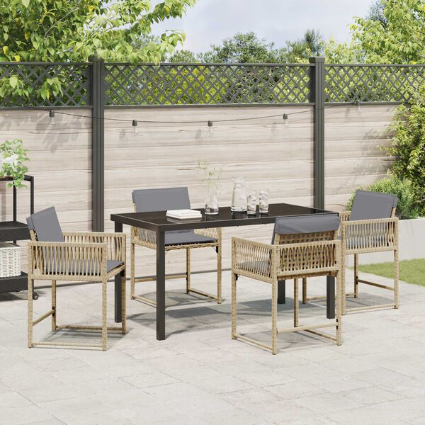 vidaXL Garten Essgruppe 5 pcs Beige Poly-Rattan