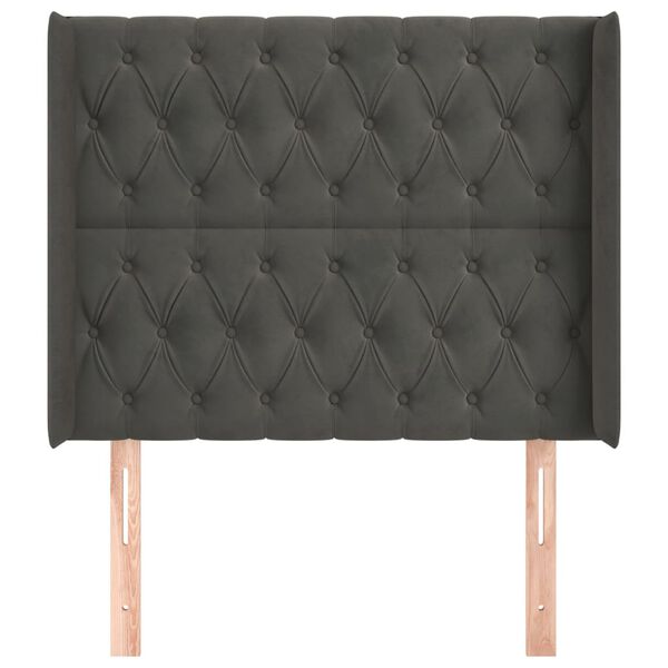 vidaXL Kopfteil mit Ohren Dunkelgrau 103x16x118/128 cm Samt