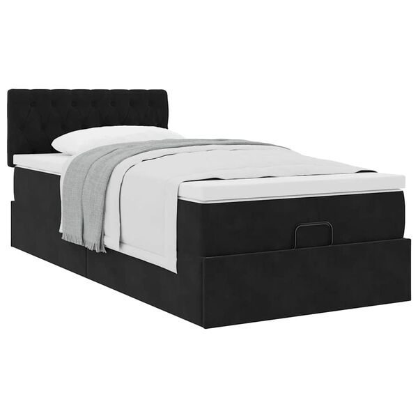 vidaXL Ottoman-Bett mit Matratze Schwarz 100x200 cm Samt
